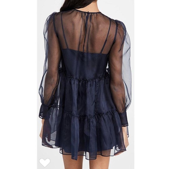 Cinq a Sept Rhonda Navy Blue Organza Mini Dress 8 - Picture 5 of 13